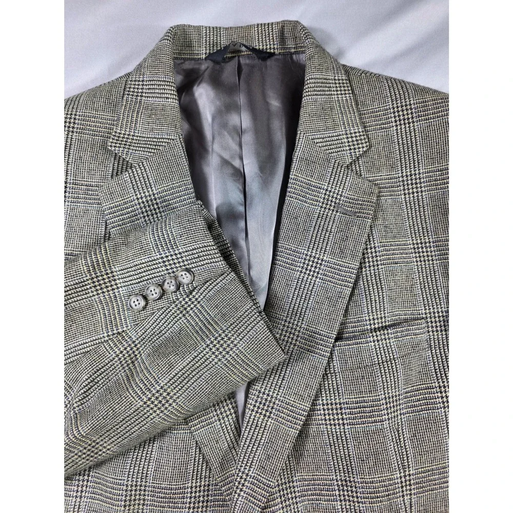 Jos. A. Bank Blazer Men 42R (42S) Glen Plaid Wool Alpaca Silk Blend Sport Coat